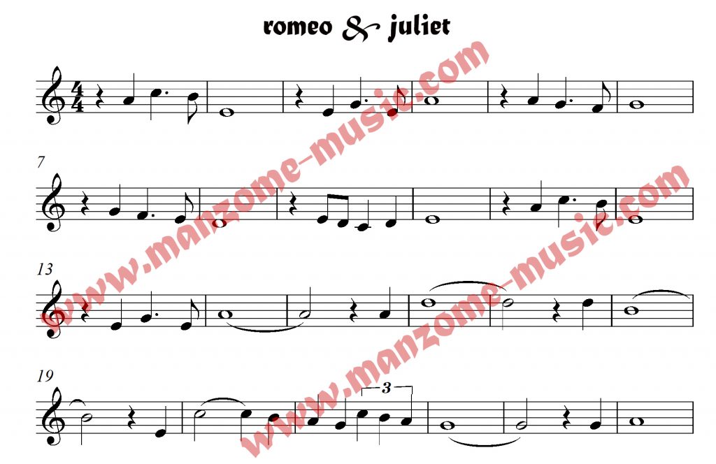نت آهنگ رومئو و ژولیت